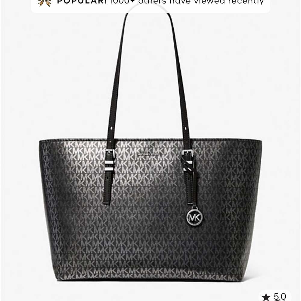 Michael Kors Quinn Large Metallic Signature Logo Tote